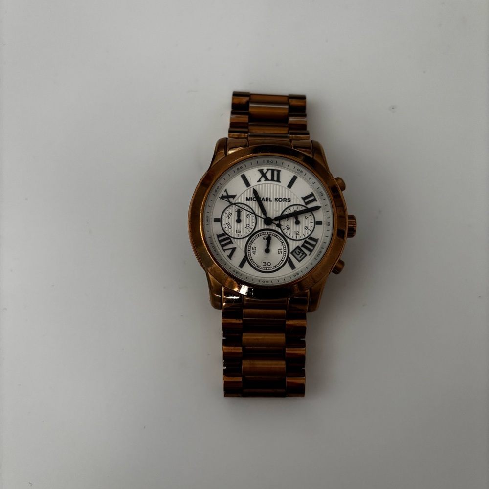 Michael Kors Gold and White Chronograph Watch